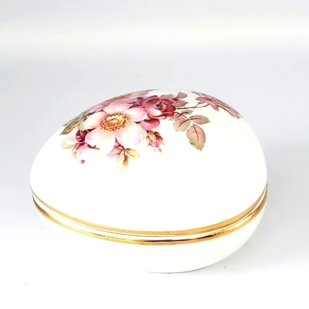 Gerold Porzellan Floral Egg Trinket Box Porcelain Vintage West Germany